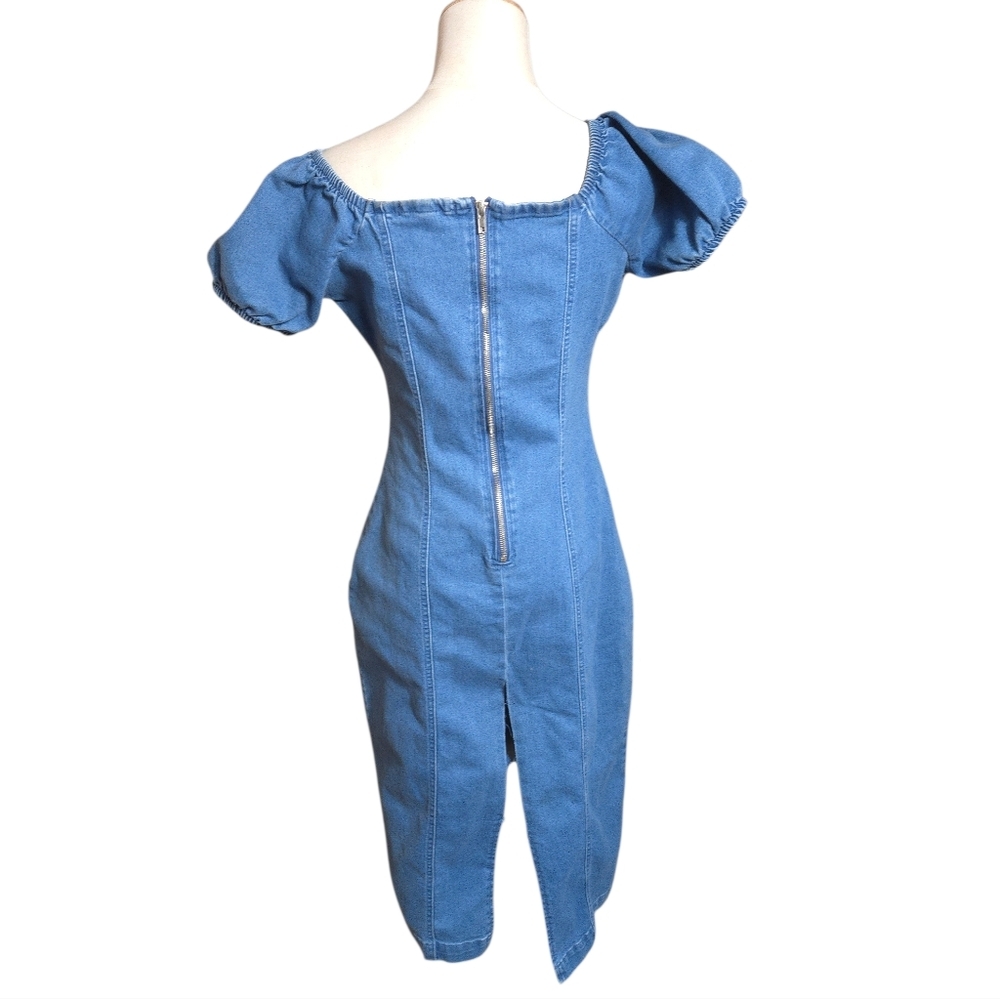 Derek Heart Y2K Blue Denim Midi Dress - Picture 4 of 9